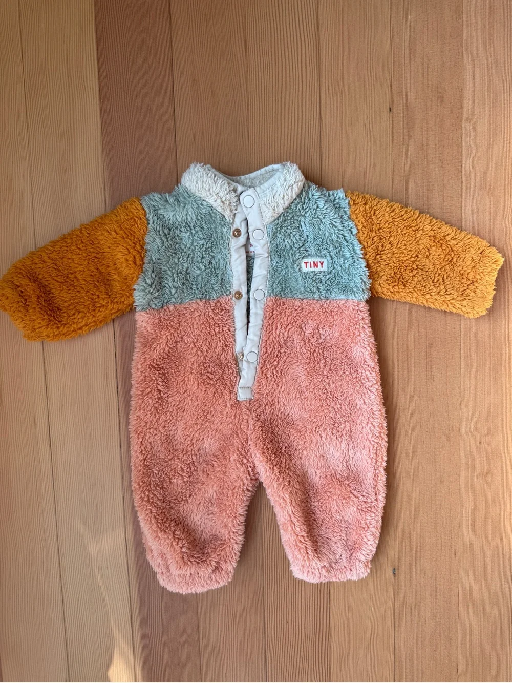 Tinycottons color block Plush Sherpa teddy onesie Jacket